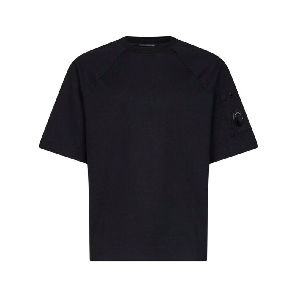 Cp Company Men Black Twisted 30/2 Mercerized Cotton Jersey Lens T-Shirt